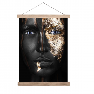 Foto op canvas - Vrouw zwart/goud - div. formaten