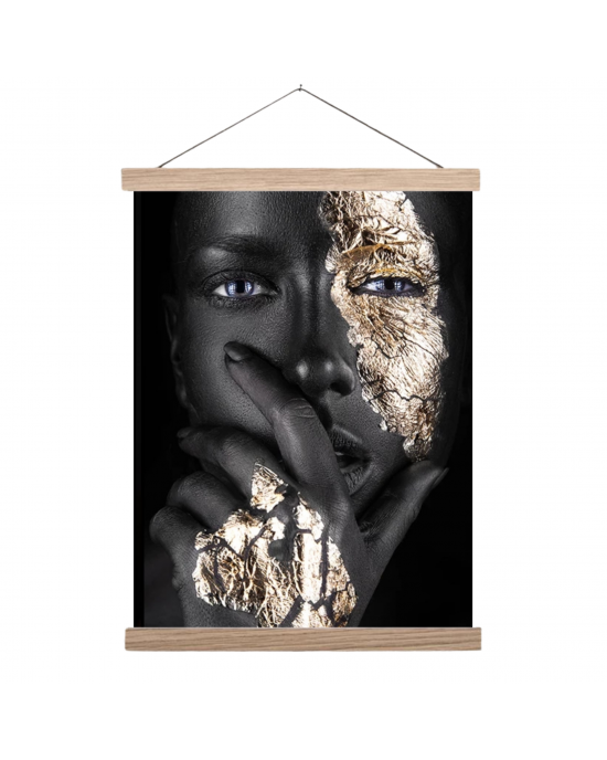 Foto op canvas - Vrouw zwart/goud II - div. formaten
