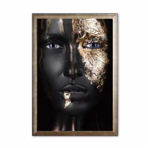 Foto op canvas - Vrouw zwart/goud - div. formaten